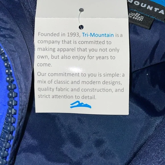 NWT TRI-MOUNTAIN MENS Blue & Black Hooded Jacket.  Size Medium - Picture 5 of 11